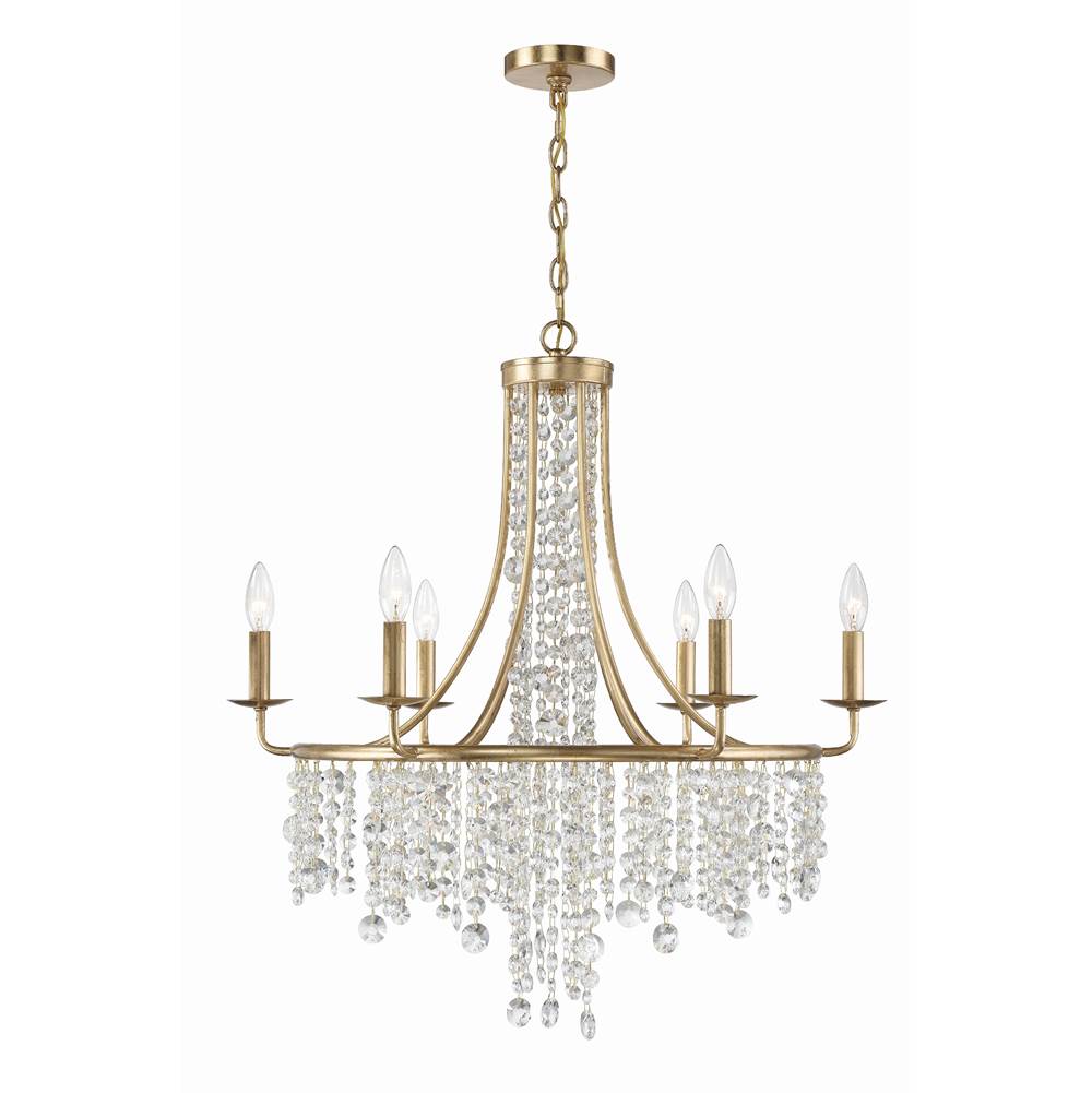 Crystorama GAB-B7306-GA Antique Gold Gabrielle 6 Light Antique Gold Chandelier Image 1
