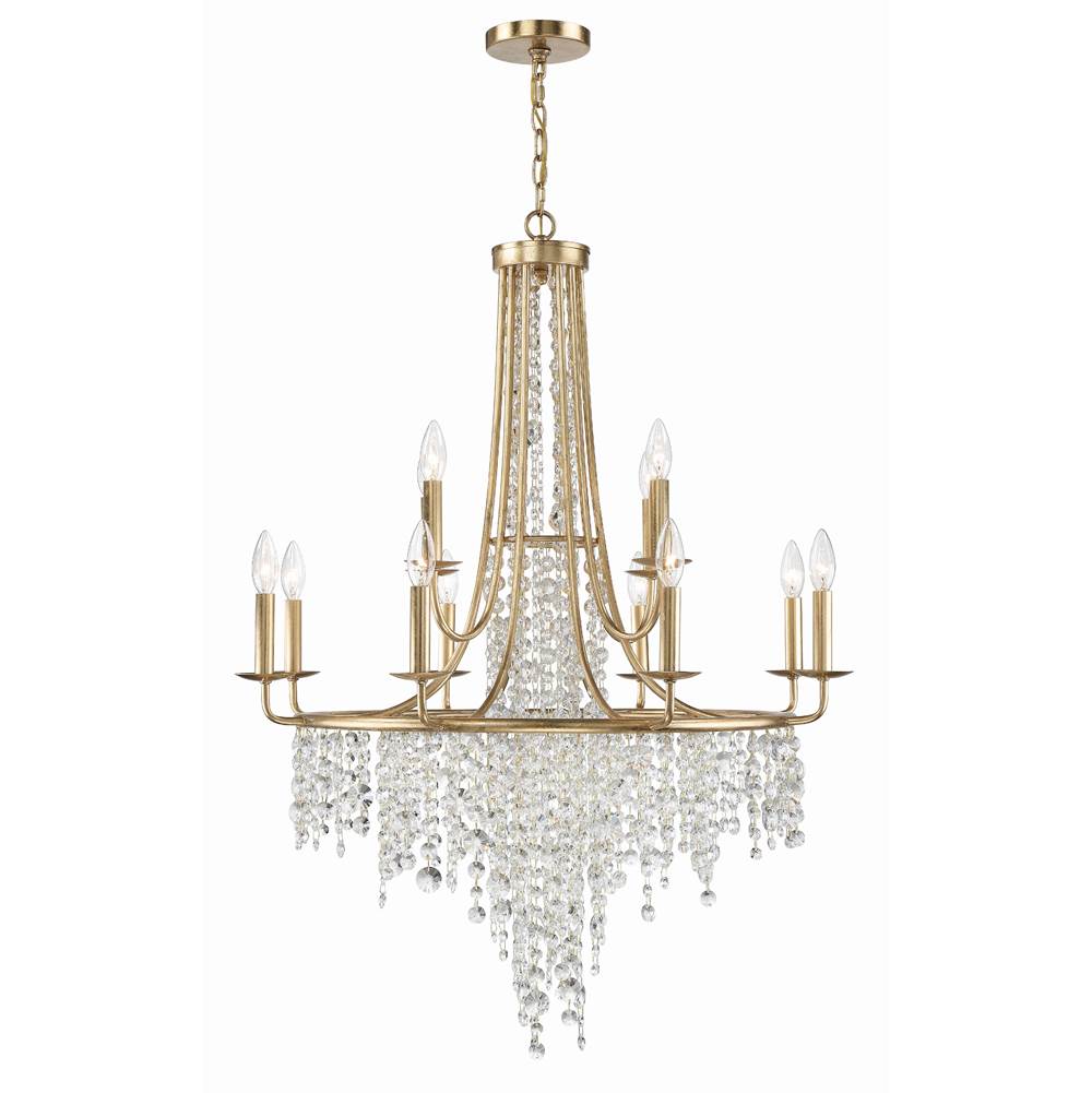 Crystorama GAB-B7312-GA Antique Gold Gabrielle 12 Light Antique Gold Chandelier Image 1