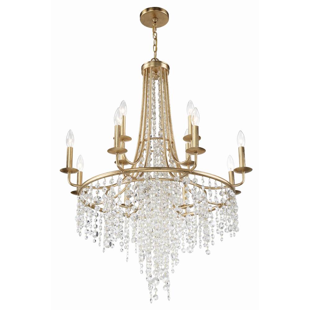 Crystorama Gabrielle 12 Light Antique Gold Chandelier