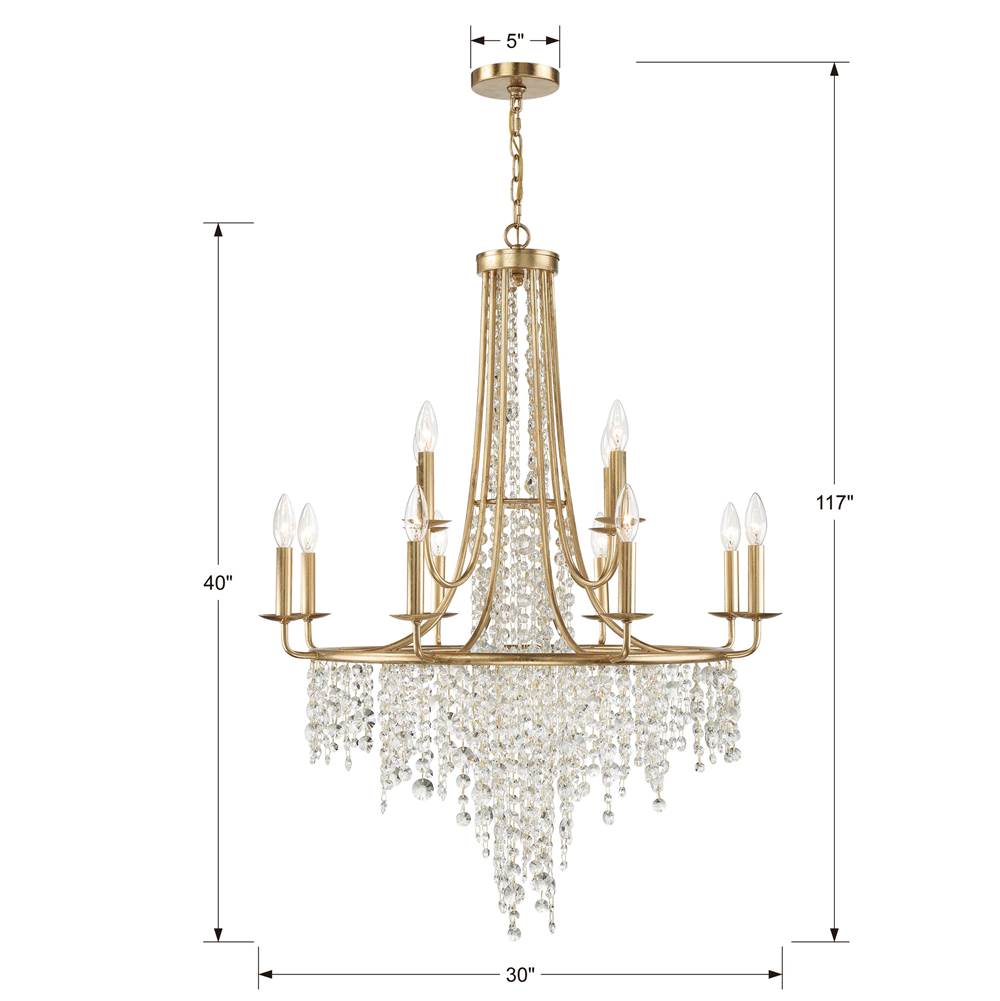 Crystorama GAB-B7312-GA Antique Gold Gabrielle 12 Light Antique Gold Chandelier Image 2