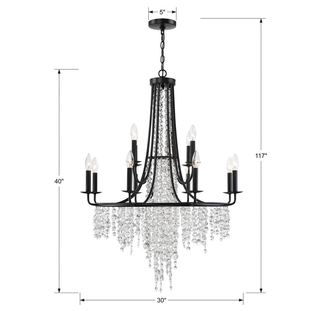 Crystorama GAB-B7312-MK Matte Black Gabrielle 12 Light Matte Black Chandelier Image 2