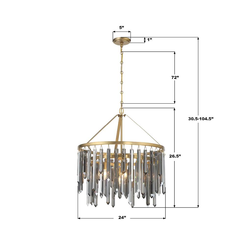 Crystorama GEM-7004-MG-SS Modern Gold Gemma 24'' Modern Gold Chandelier Image 2