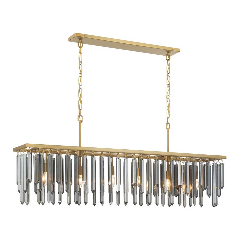 Crystorama GEM-7007-MG-SS Modern Gold Gemma 52'' Modern Gold Linear Chandelier Image 1