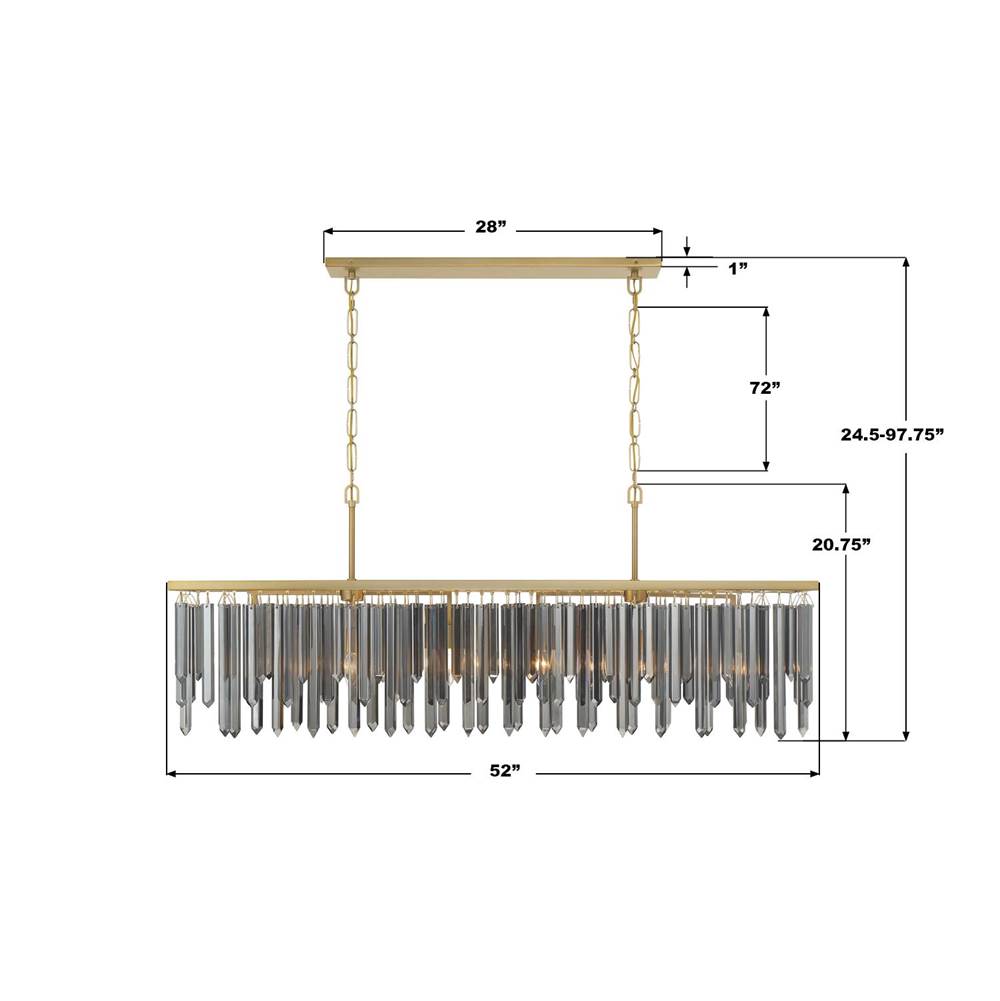 Crystorama GEM-7007-MG-SS Modern Gold Gemma 52'' Modern Gold Linear Chandelier Image 2
