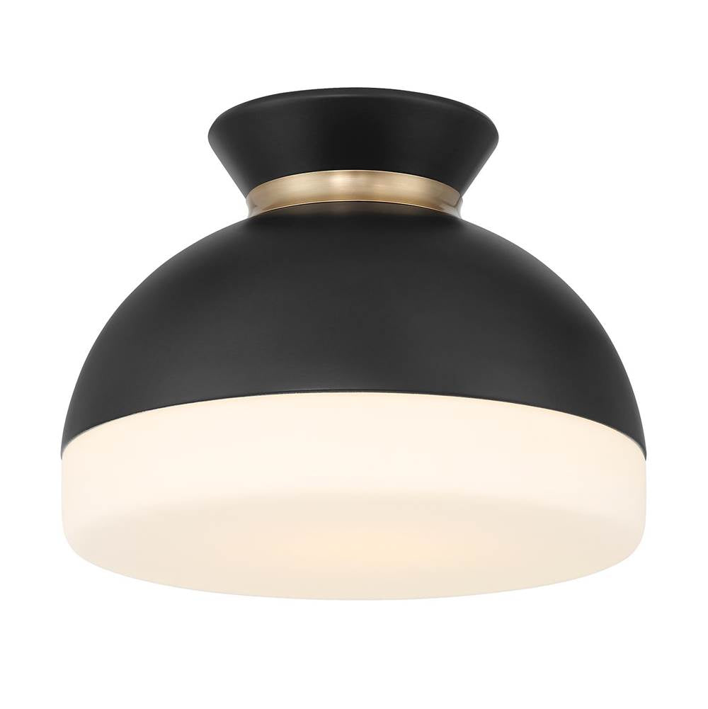 Crystorama GID-4000-MK-VG Matte Black,Vibrant Gold Brian Patrick Flynn Gidget 1 Light Matte Black Plus Vibrant Gold Flush Mount Image 1