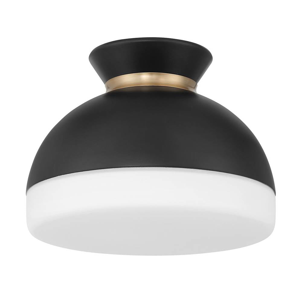 Crystorama Gidget Brian Patrick Flynn Gidget 1 Light Matte Black Plus Vibrant Gold Flush Mount