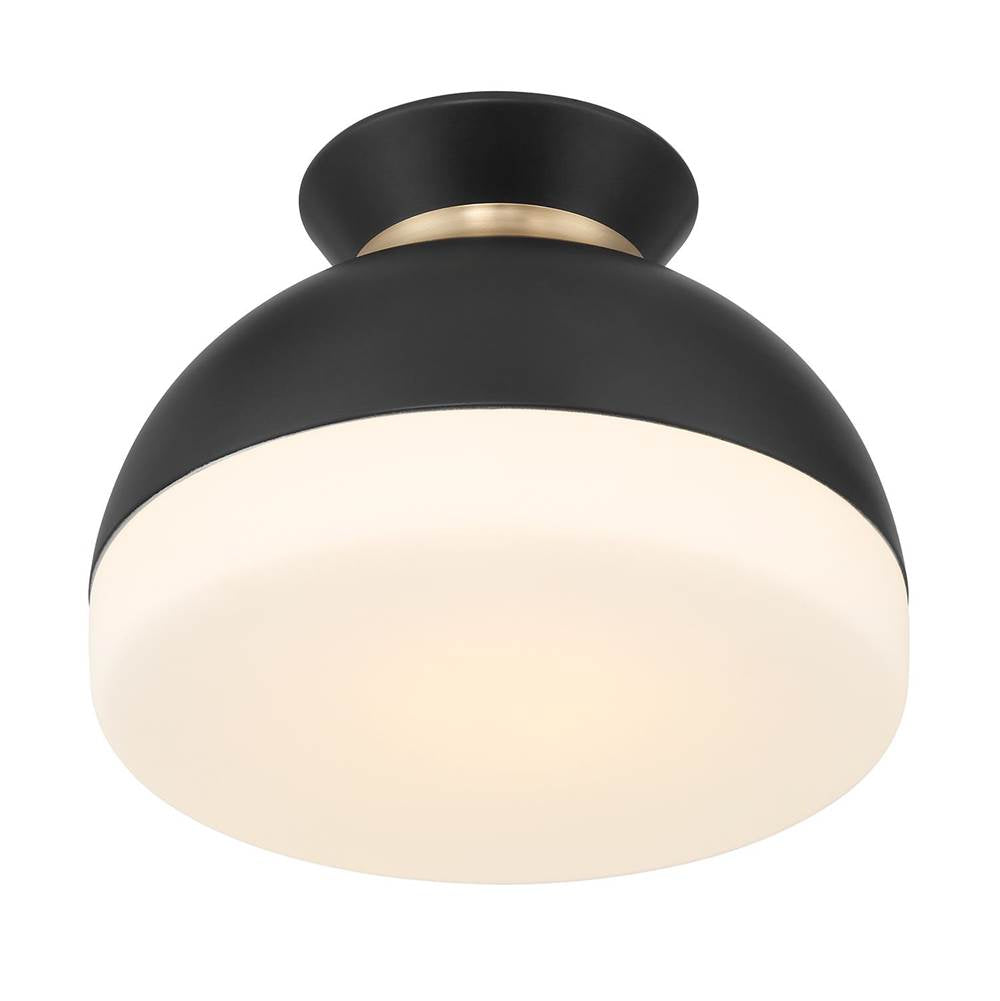 Crystorama GID-4000-MK-VG Matte Black,Vibrant Gold Brian Patrick Flynn Gidget 1 Light Matte Black Plus Vibrant Gold Flush Mount Image 4