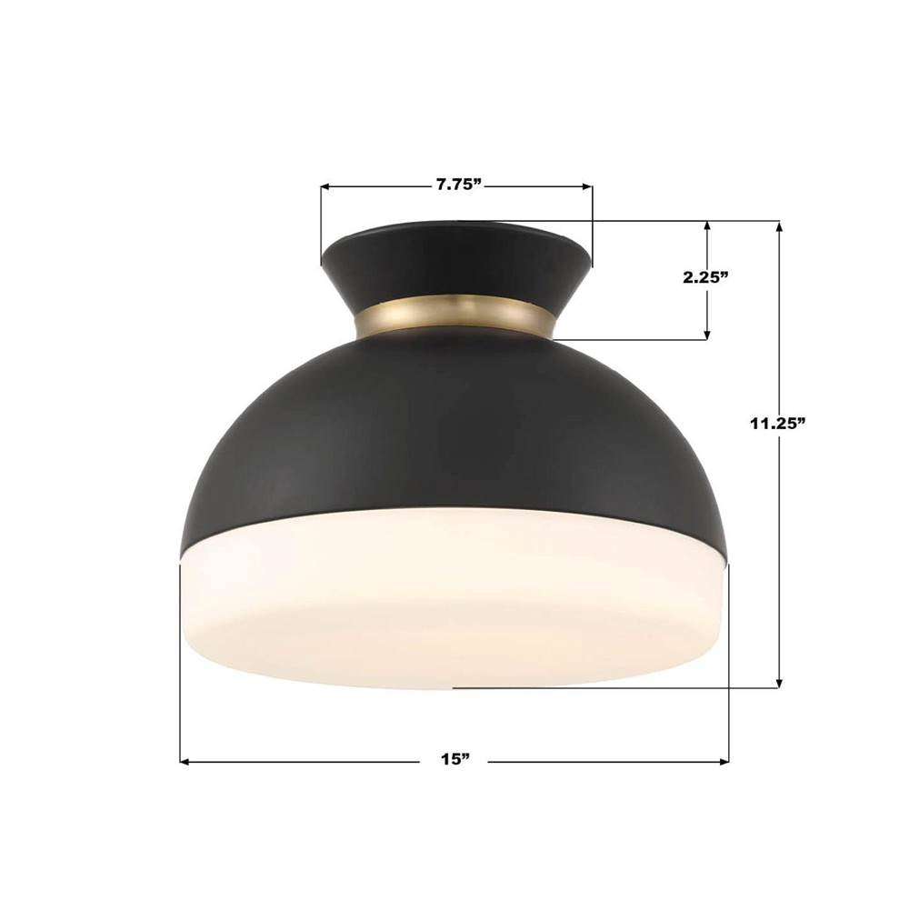 Crystorama GID-4003-MK-VG Matte Black,Vibrant Gold Brian Patrick Flynn Gidget 15'' Matte Black And Vibrant Gold Flush Mount Image 3