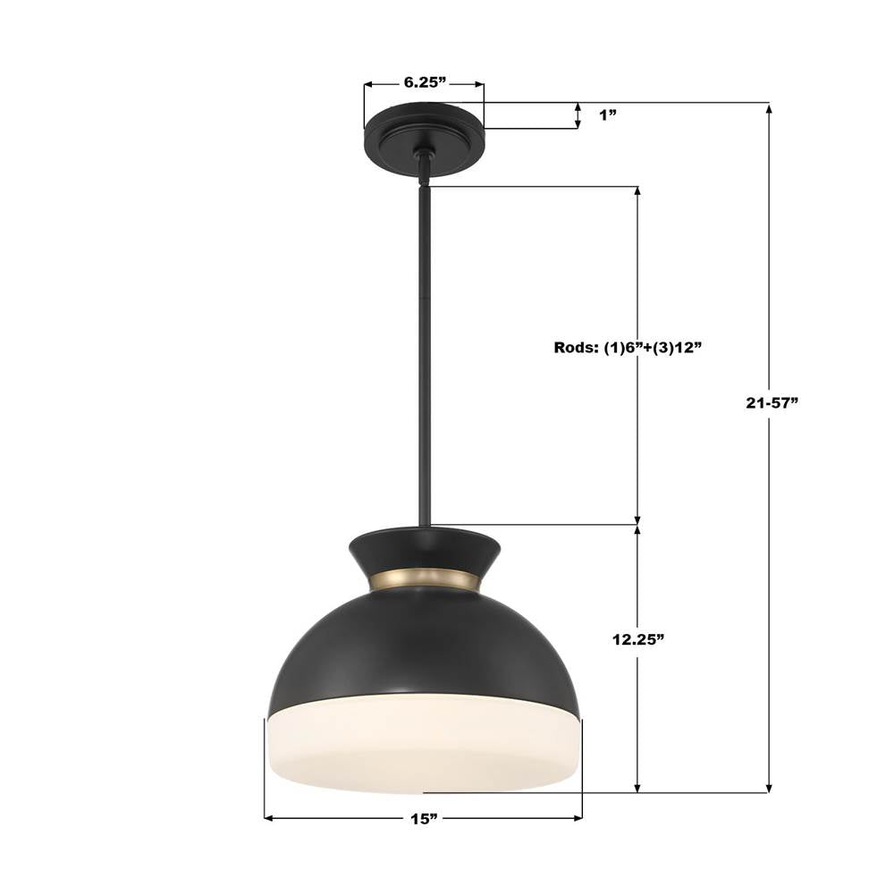 Crystorama GID-4015-MK-VG Matte Black,Vibrant Gold Brian Patrick Flynn Gidget 15'' Matte Black And Vibrant Gold Pendant Image 3
