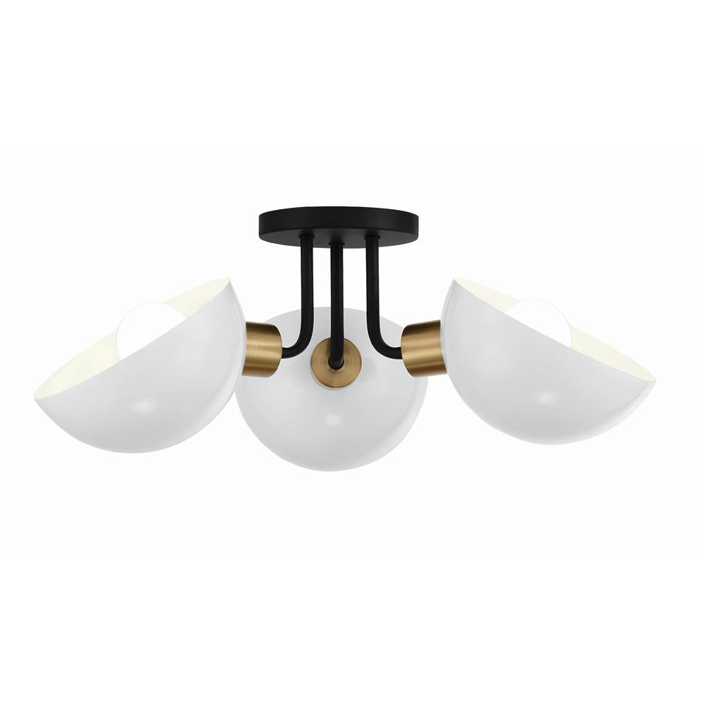 Crystorama GIG-810-BK-AG Black,Aged Brass Gigi 3 Light Black  Plus  Aged Brass Ceiling Mount Image 1