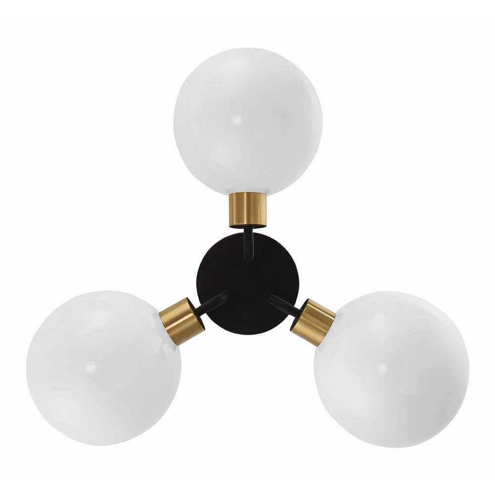 Crystorama Gigi 3 Light Black  Plus  Aged Brass Ceiling Mount