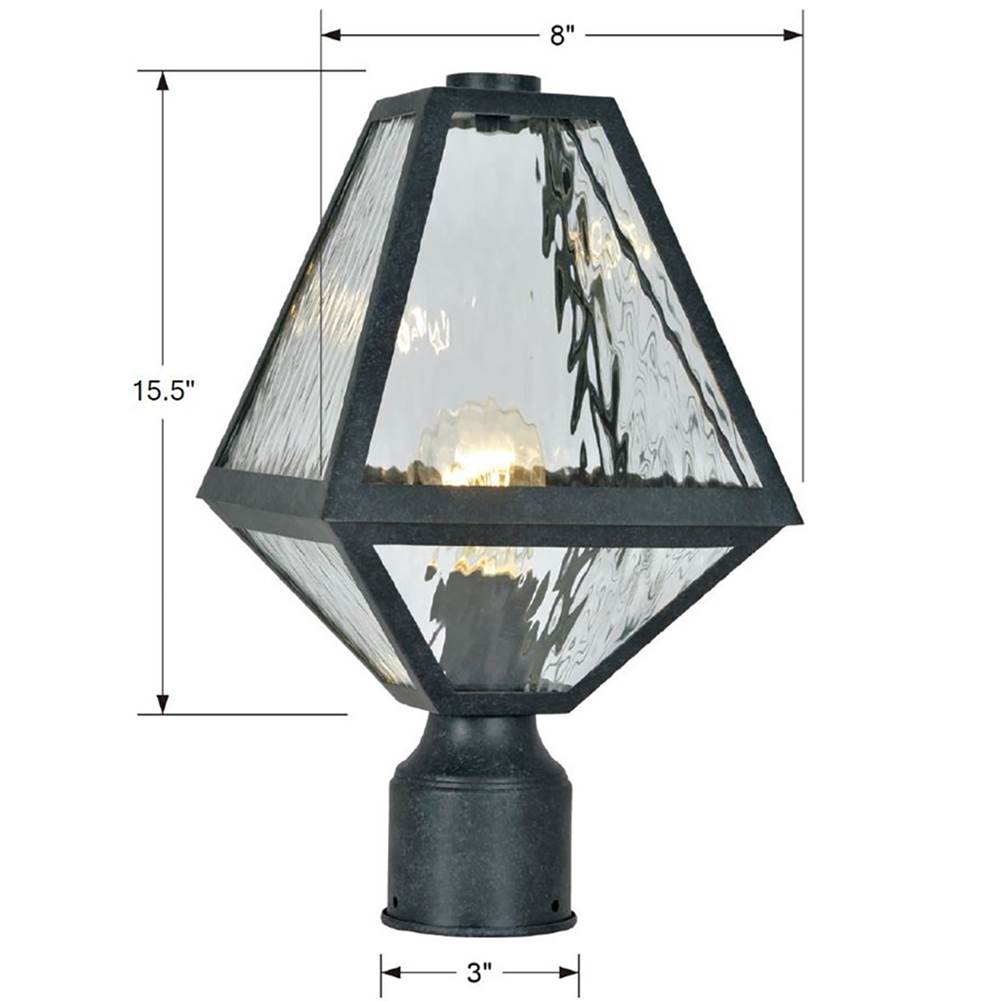 Crystorama GLA-9707-WT-BC Black Charcoal Brian Patrick Flynn For Crystorama Glacier 1 Light Black Charcoal Small Outdoor Lantern Post Image 2