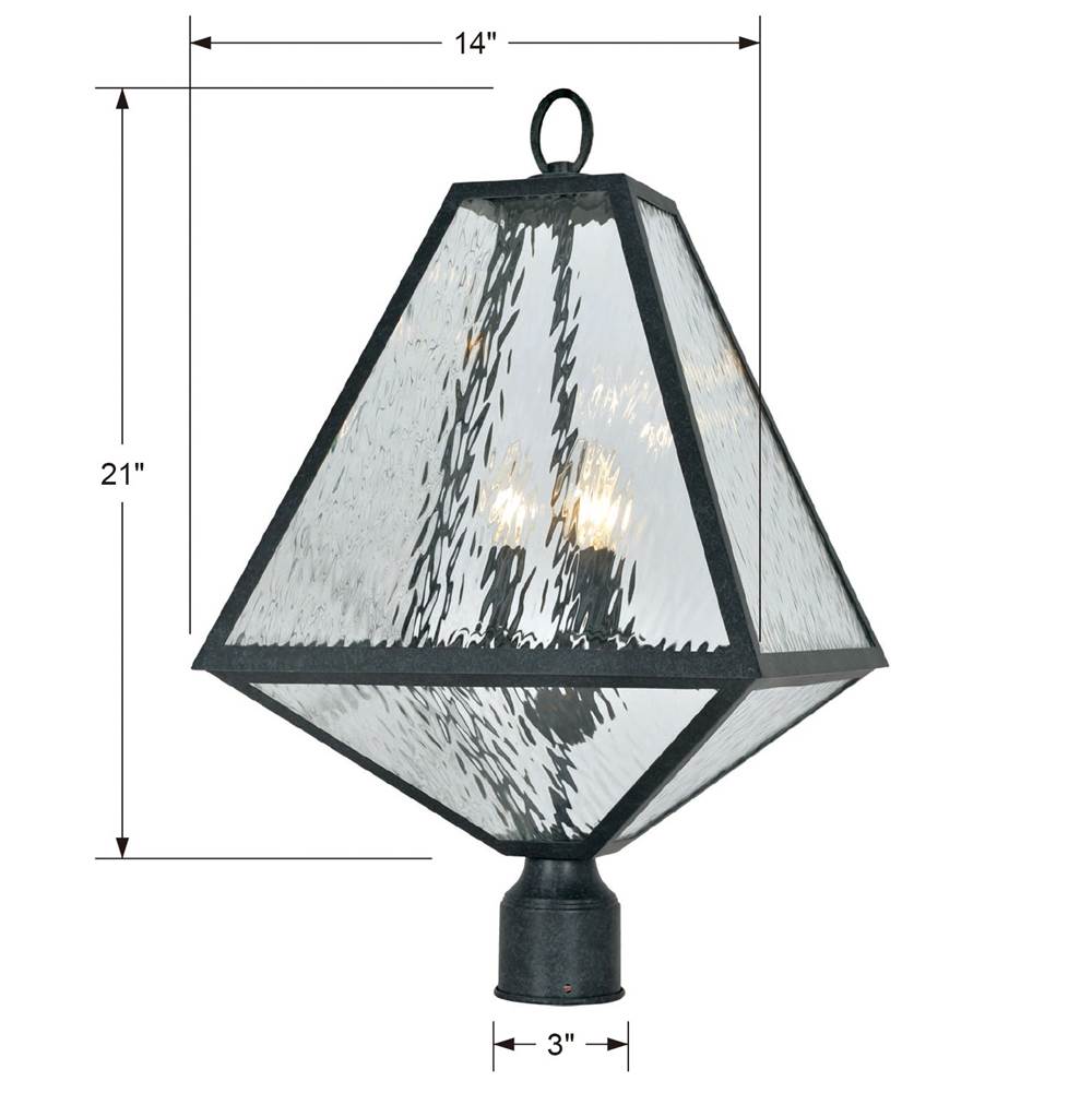 Crystorama GLA-9709-WT-BC Black Charcoal Brian Patrick Flynn For Crystorama Glacier 3 Light Black Charcoal Large Outdoor Lantern Post Image 2