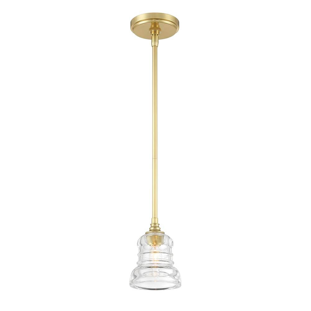 Crystorama GRG-1040-AG Aged Brass Gregory 1 Light Aged Brass Mini Pendant Image 1