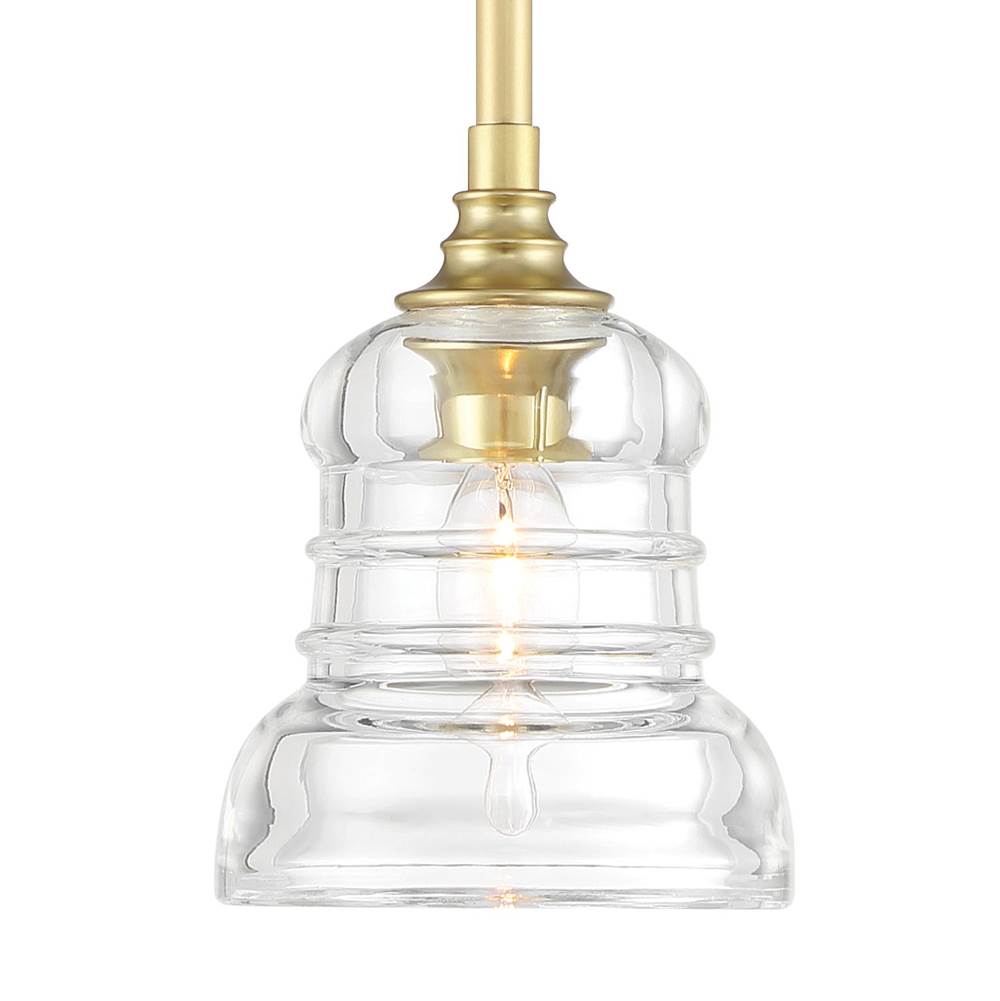 Crystorama GRG-1040-AG Aged Brass Gregory 1 Light Aged Brass Mini Pendant Image 4