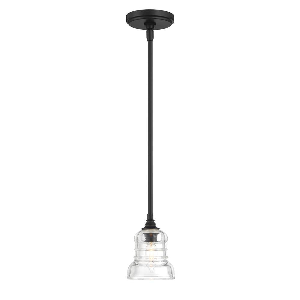 Crystorama GRG-1040-MK Matte Black Gregory 1 Light Matte Black Mini Pendant Image 6