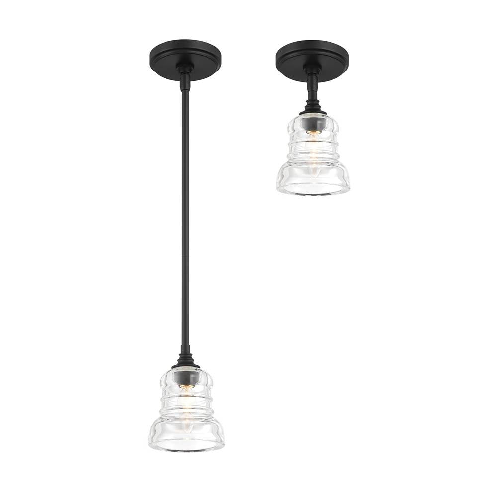 Crystorama GRG-1040-MK Matte Black Gregory 1 Light Matte Black Mini Pendant Image 3