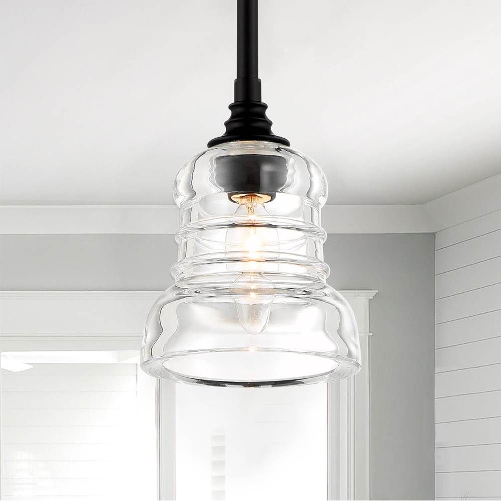 Crystorama GRG-1040-MK Matte Black Gregory 1 Light Matte Black Mini Pendant Image 2