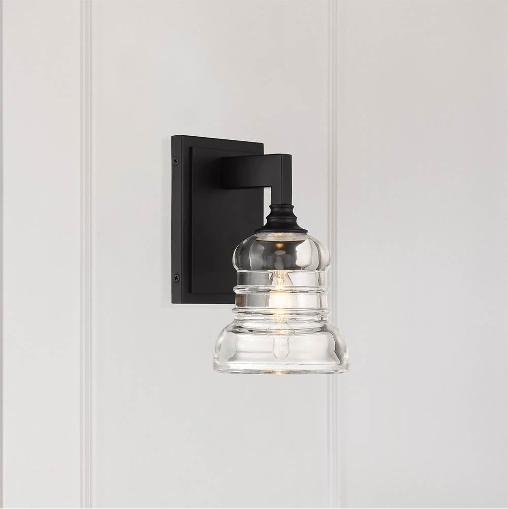 Crystorama GRG-1041-MK Matte Black Gregory 1 Light Matte Black Sconce Image 2