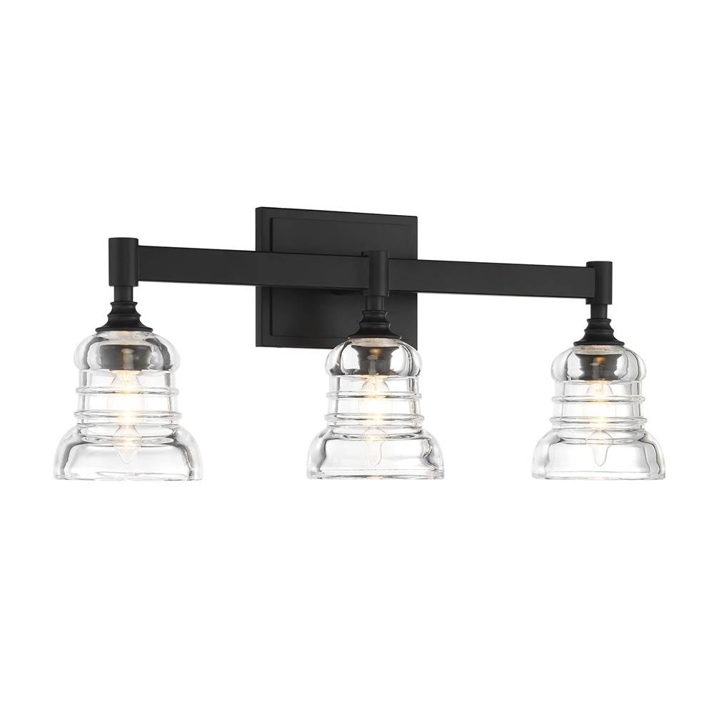 Crystorama GRG-1043-MK Matte Black Gregory 3 Light Matte Black Bathroom Vanity Image 5