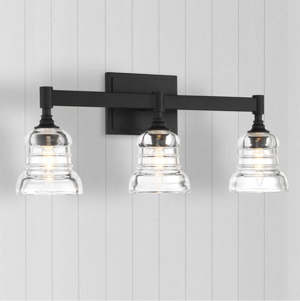 Crystorama GRG-1043-MK Matte Black Gregory 3 Light Matte Black Bathroom Vanity Image 2