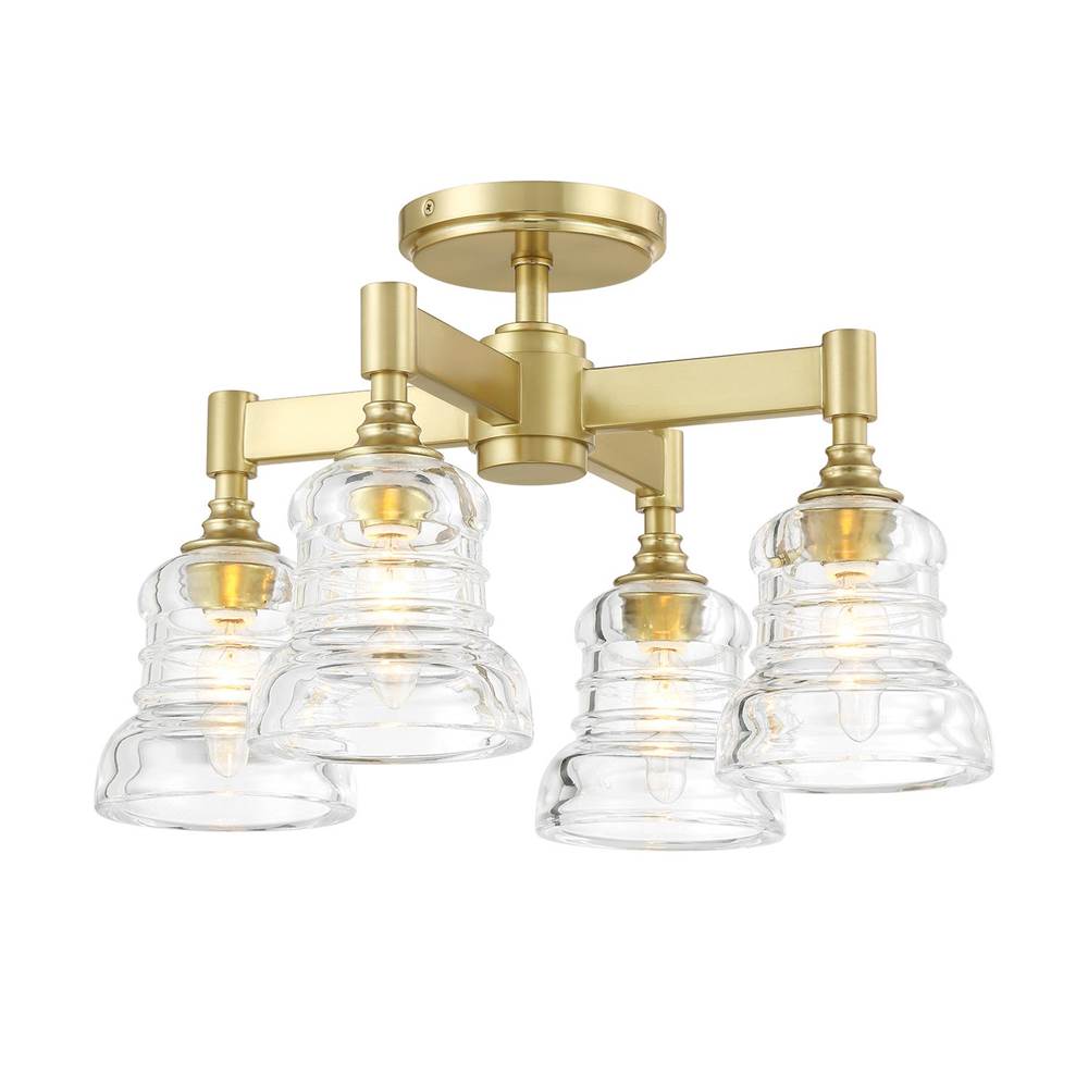Crystorama GRG-1045-AG Aged Brass Gregory 4 Light Aged Brass Semi Flush Mount Image 1