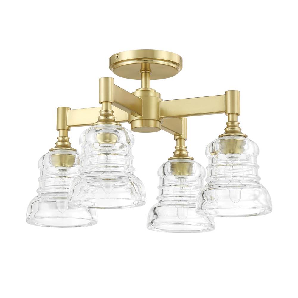 Crystorama Gregory 4 Light Aged Brass Semi Flush Mount