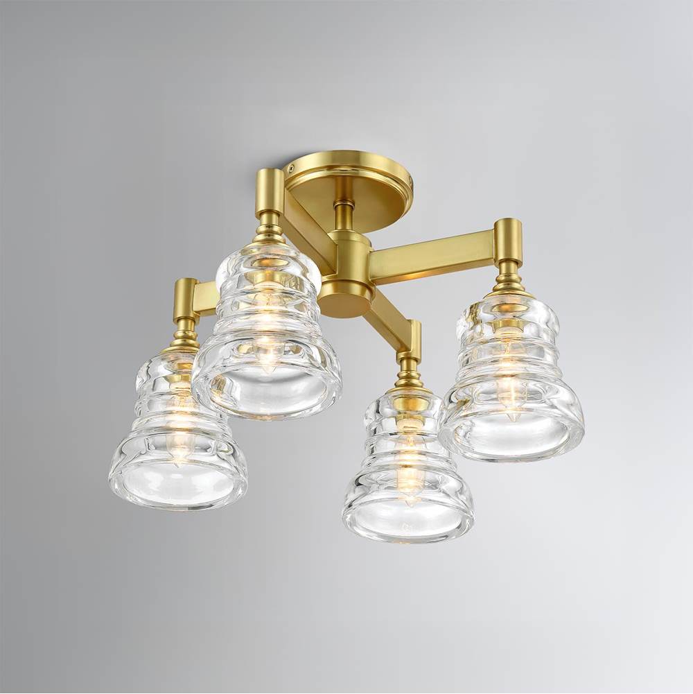 Crystorama GRG-1045-AG Aged Brass Gregory 4 Light Aged Brass Semi Flush Mount Image 2