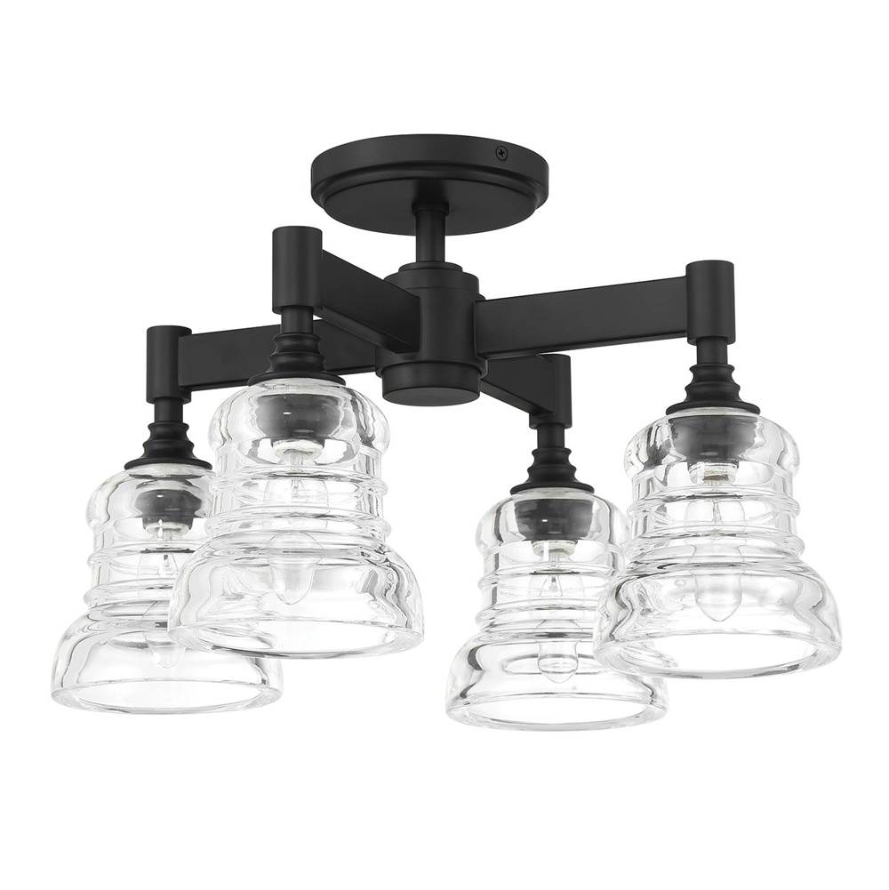 Crystorama Gregory 4 Light Aged Brass Semi Flush Mount