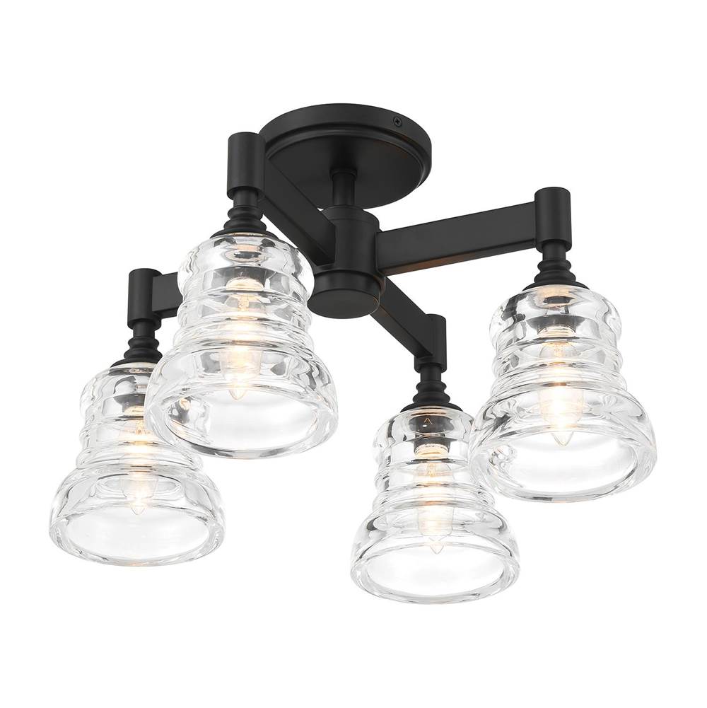 Crystorama GRG-1045-MK Matte Black Gregory 4 Light Matte Black Semi Flush Mount Image 4
