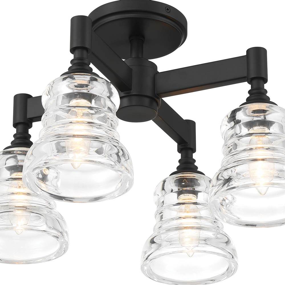 Crystorama GRG-1045-MK Matte Black Gregory 4 Light Matte Black Semi Flush Mount Image 3
