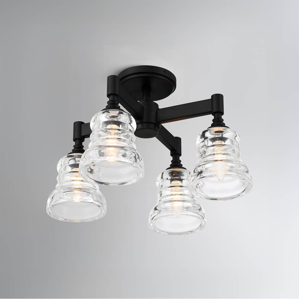 Crystorama GRG-1045-MK Matte Black Gregory 4 Light Matte Black Semi Flush Mount Image 2