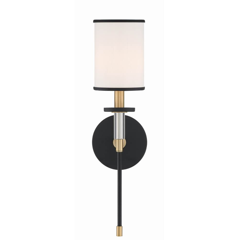 Crystorama HAT-471-BF-VG Black Forged,Vibrant Gold Hatfield 1 Light Black Forged  Plus  Vibrant Gold Wall Mount Image 7