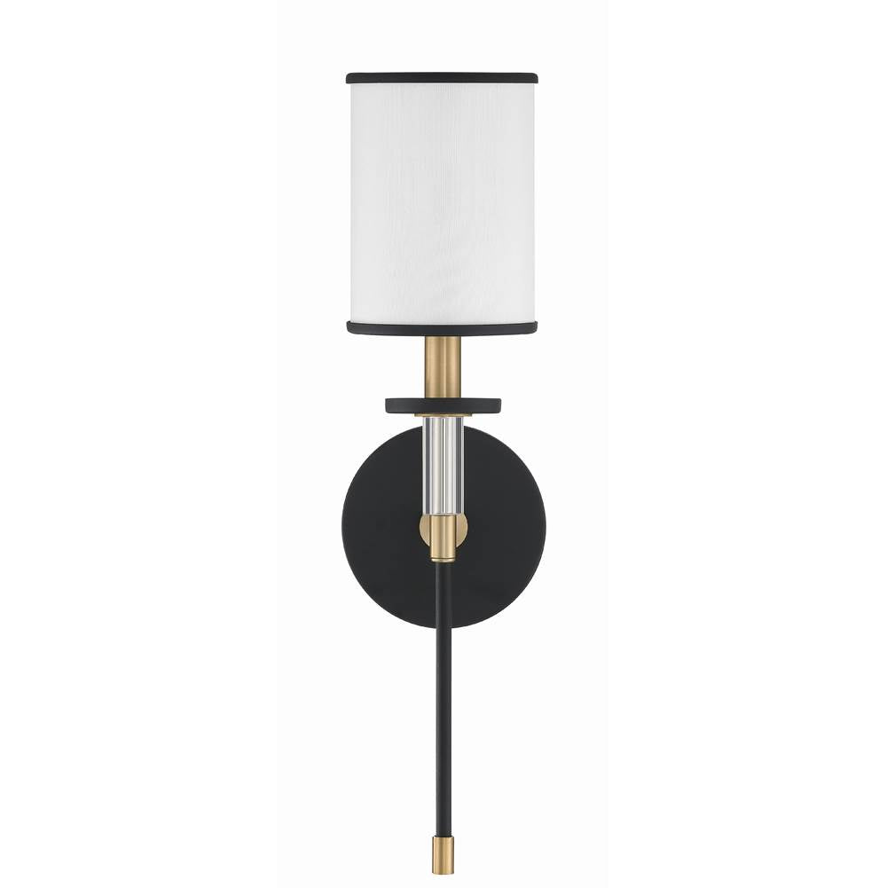 Crystorama HAT-471-BF-VG Black Forged,Vibrant Gold Hatfield 1 Light Black Forged  Plus  Vibrant Gold Wall Mount Image 6
