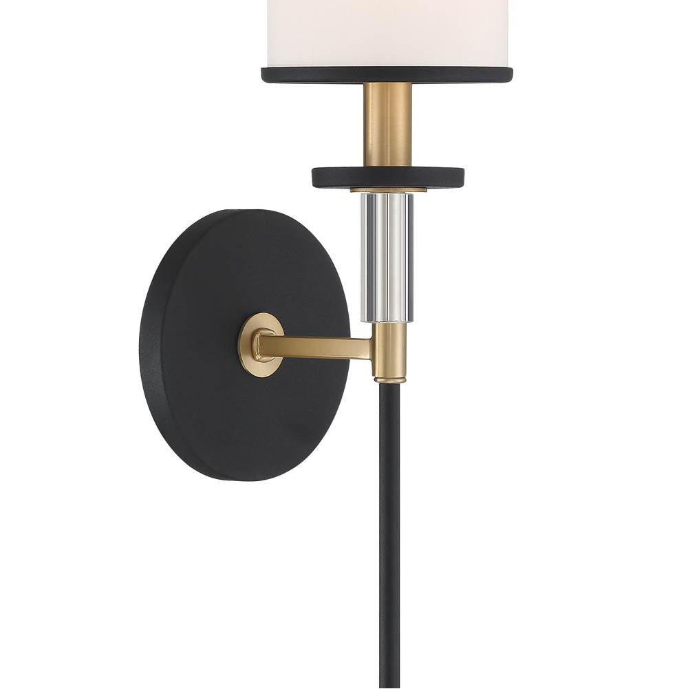 Crystorama HAT-471-BF-VG Black Forged,Vibrant Gold Hatfield 1 Light Black Forged  Plus  Vibrant Gold Wall Mount Image 5