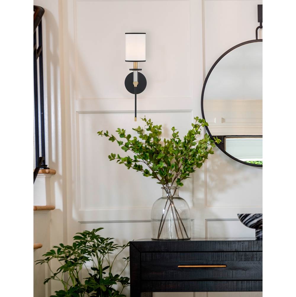 Crystorama HAT-471-BF-VG Black Forged,Vibrant Gold Hatfield 1 Light Black Forged  Plus  Vibrant Gold Wall Mount Image 4