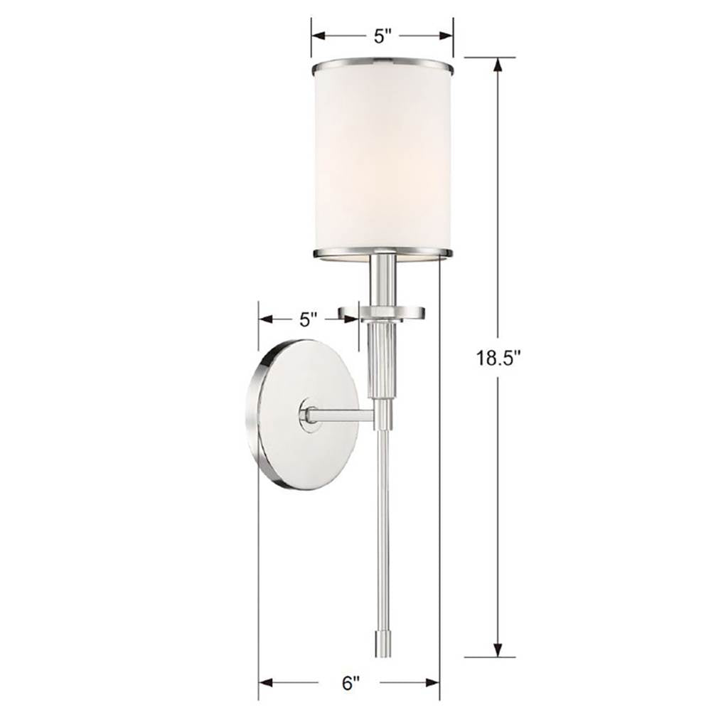Crystorama HAT-471-PN Polished Nickel Hatfield 1 Light Polished Nickel Wall Mount Image 2