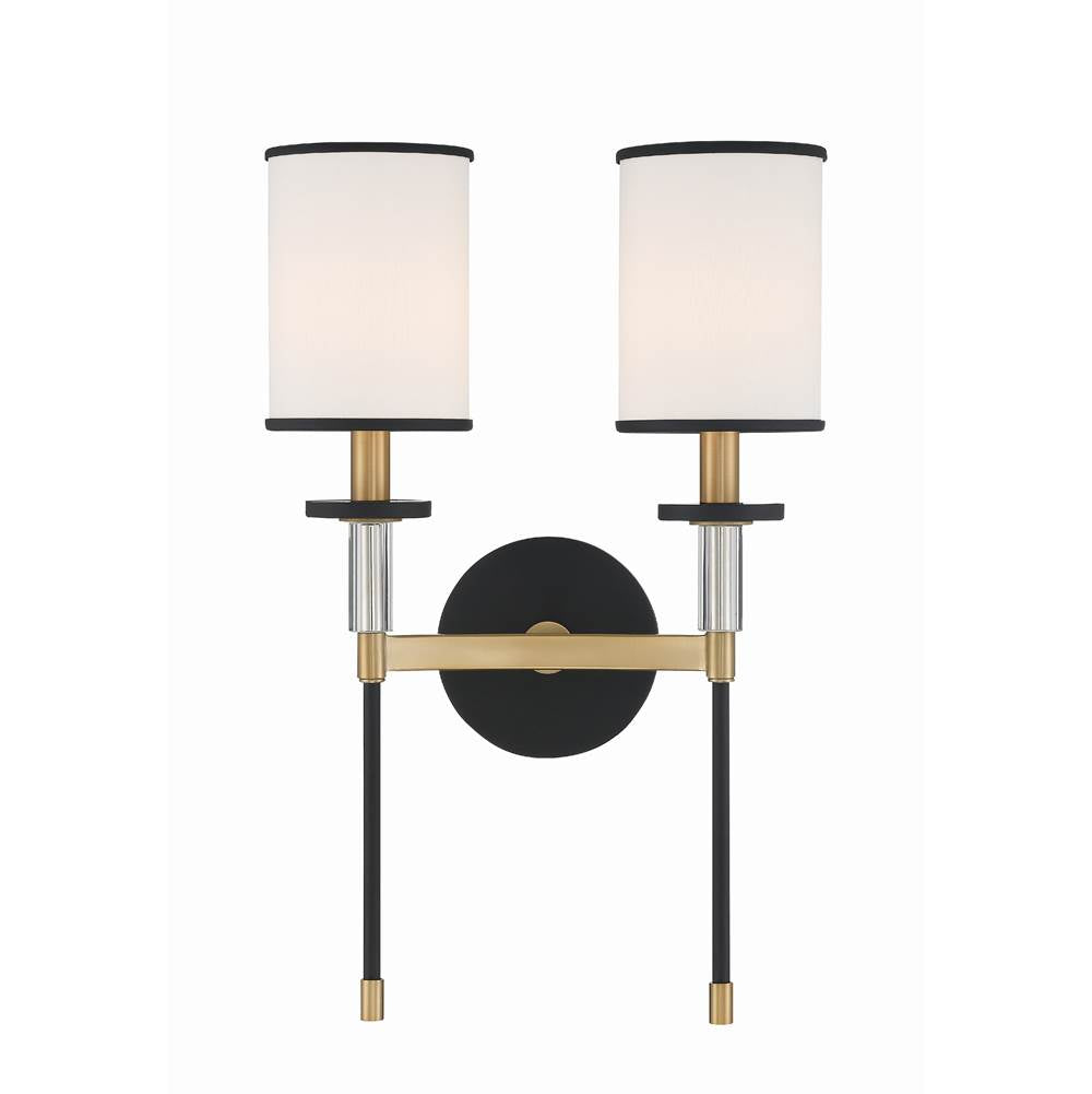 Crystorama HAT-472-BF-VG Black Forged,Vibrant Gold Hatfield 2 Light Black Forged  Plus  Vibrant Gold Wall Mount Image 1