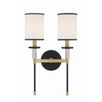 Crystorama HAT-472-BF-VG Black Forged,Vibrant Gold Hatfield 2 Light Black Forged  Plus  Vibrant Gold Wall Mount Image 1