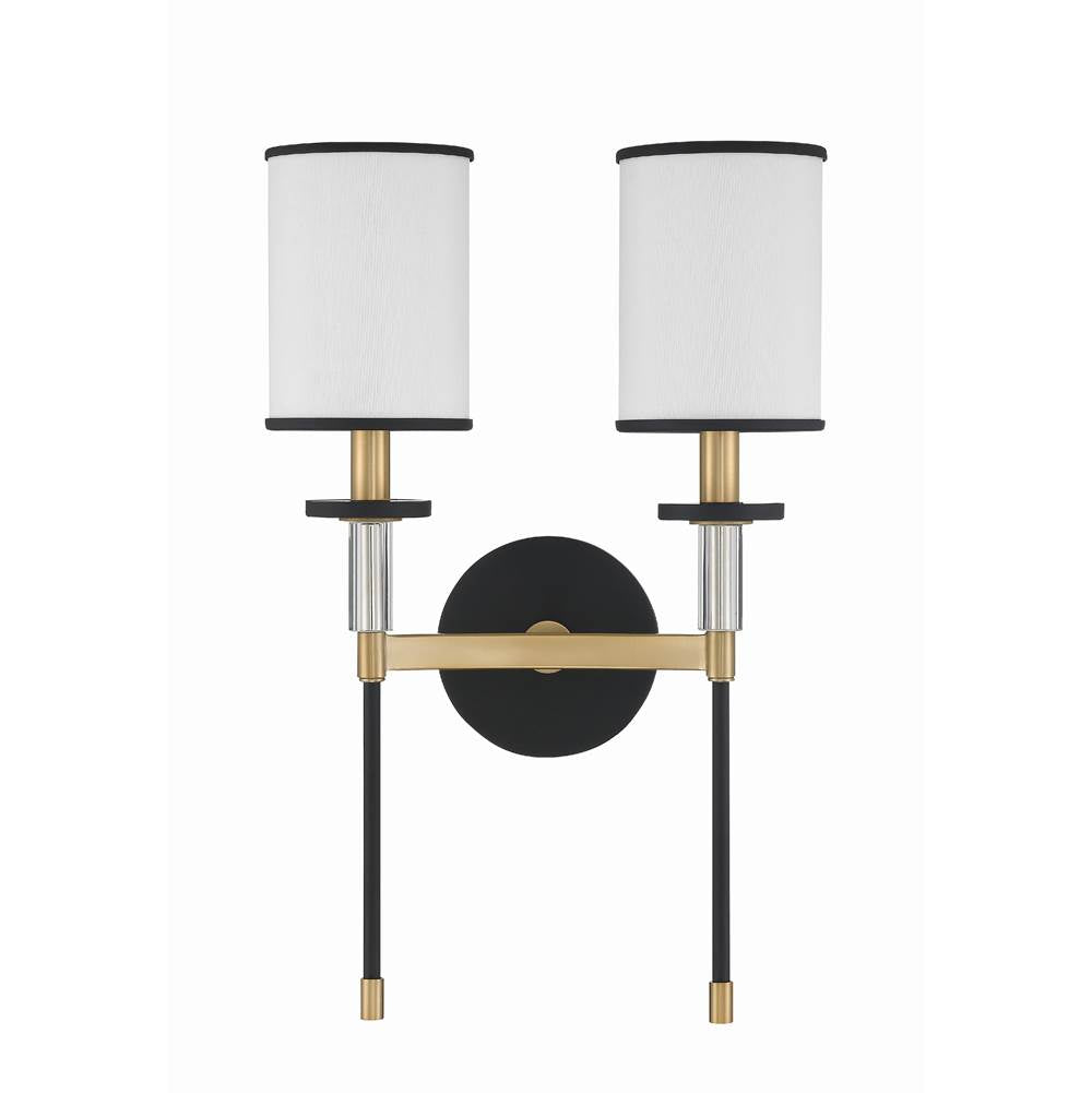 Crystorama Hatfield 2 Light Black Forged  Plus  Vibrant Gold Wall Mount
