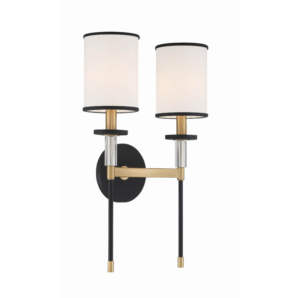 Crystorama HAT-472-BF-VG Black Forged,Vibrant Gold Hatfield 2 Light Black Forged  Plus  Vibrant Gold Wall Mount Image 3