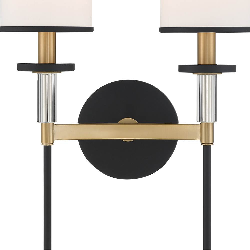 Crystorama HAT-472-BF-VG Black Forged,Vibrant Gold Hatfield 2 Light Black Forged  Plus  Vibrant Gold Wall Mount Image 2
