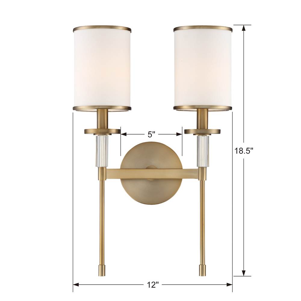 Crystorama Hatfield 2 Light Black Forged  Plus  Vibrant Gold Wall Mount