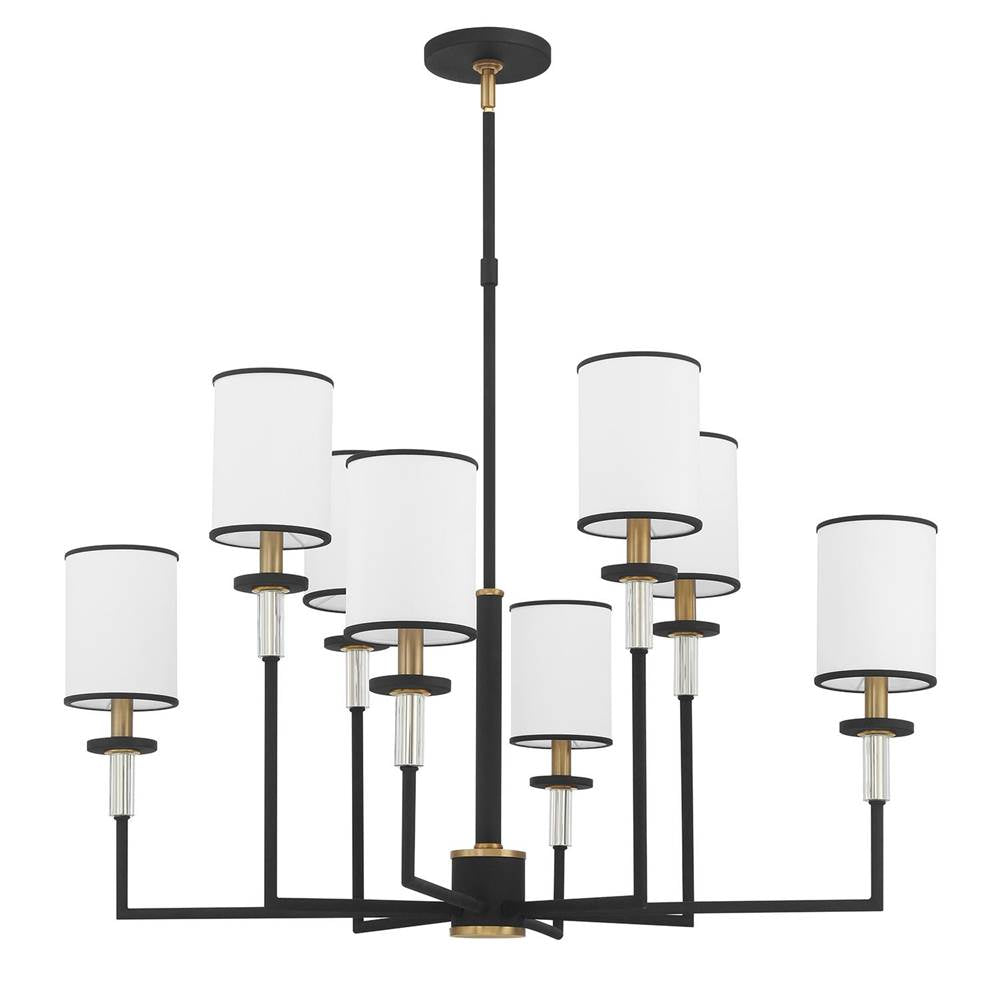 Crystorama Hatfield 8 Light Black Forged Plus Vibrant Gold Chandelier