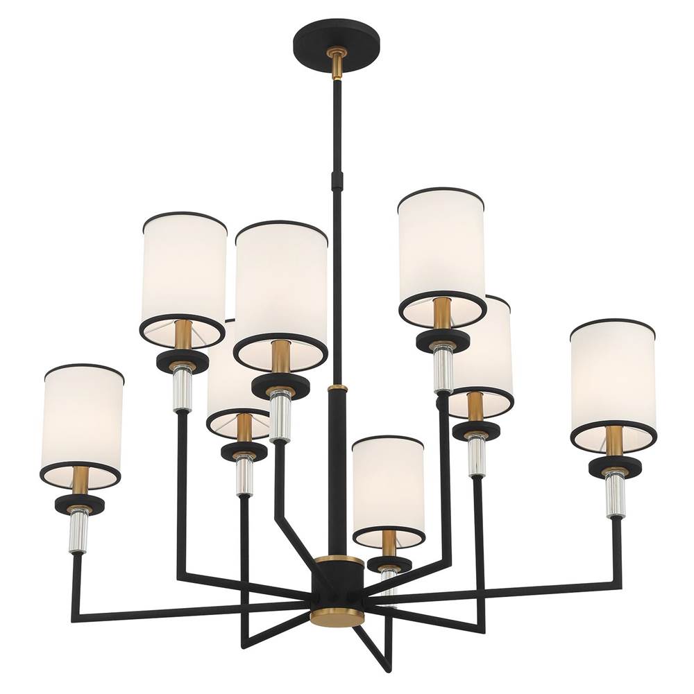 Crystorama HAT-478-BF-VG Black Forged,Vibrant Gold Hatfield 8 Light Black Forged Plus Vibrant Gold Chandelier Image 4