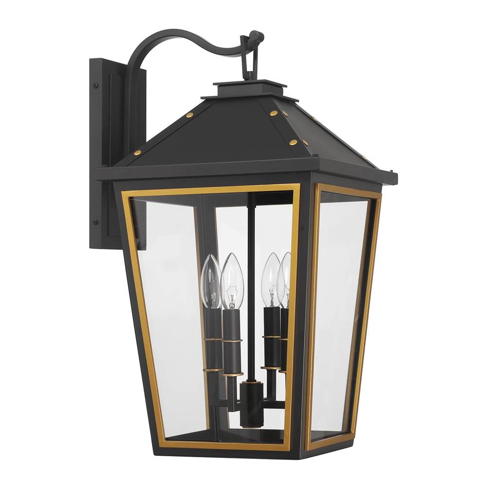 Crystorama Hawkins 4 Light Matte Black Plus Textured Gold Outdoor Sconce