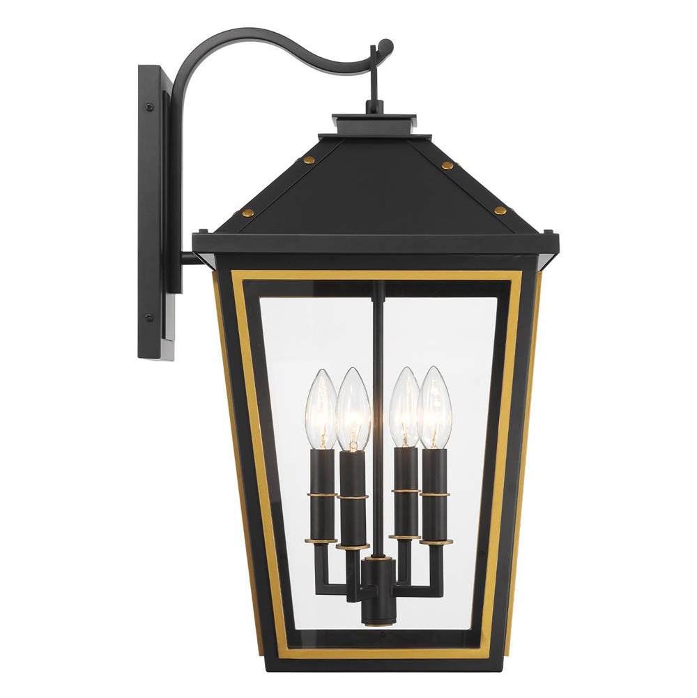 Crystorama HAW-603-MK-TG Matte Black,Textured Gold Hawkins 4 Light Matte Black Plus Textured Gold Outdoor Sconce Image 4