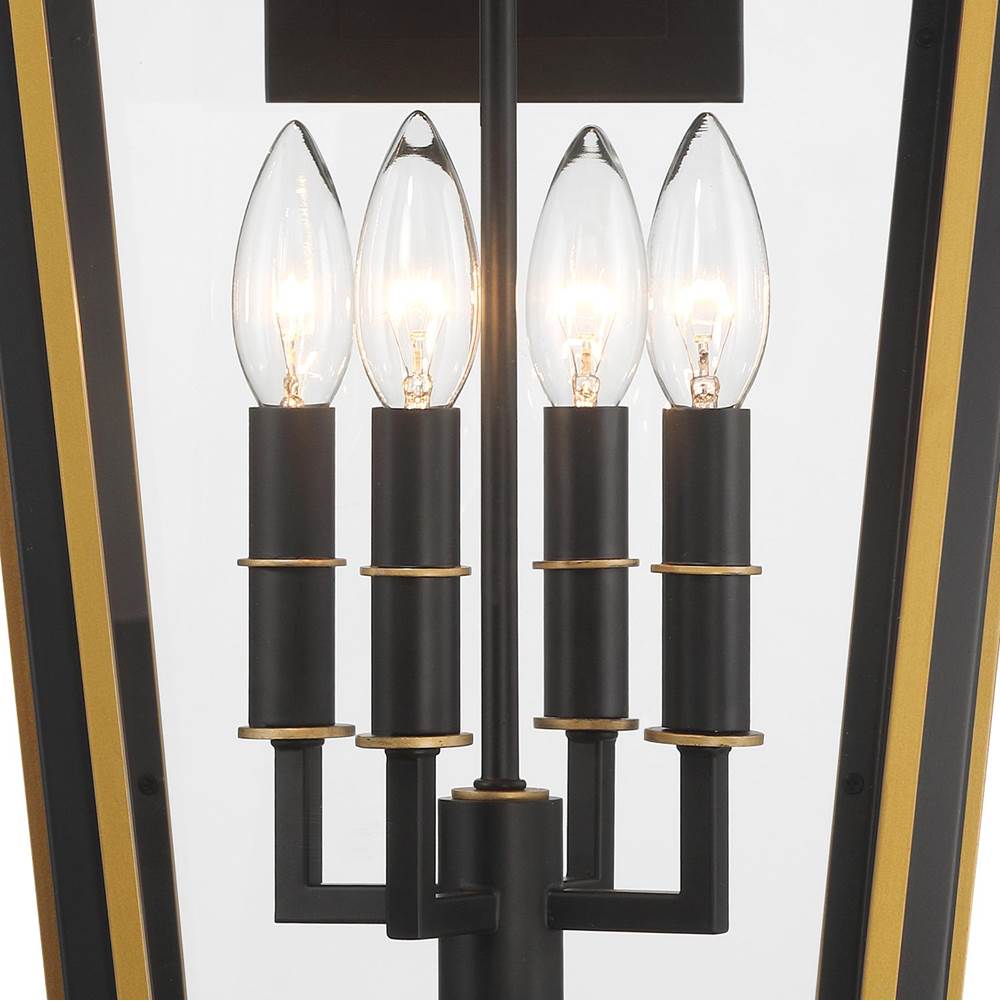 Crystorama HAW-603-MK-TG Matte Black,Textured Gold Hawkins 4 Light Matte Black Plus Textured Gold Outdoor Sconce Image 3