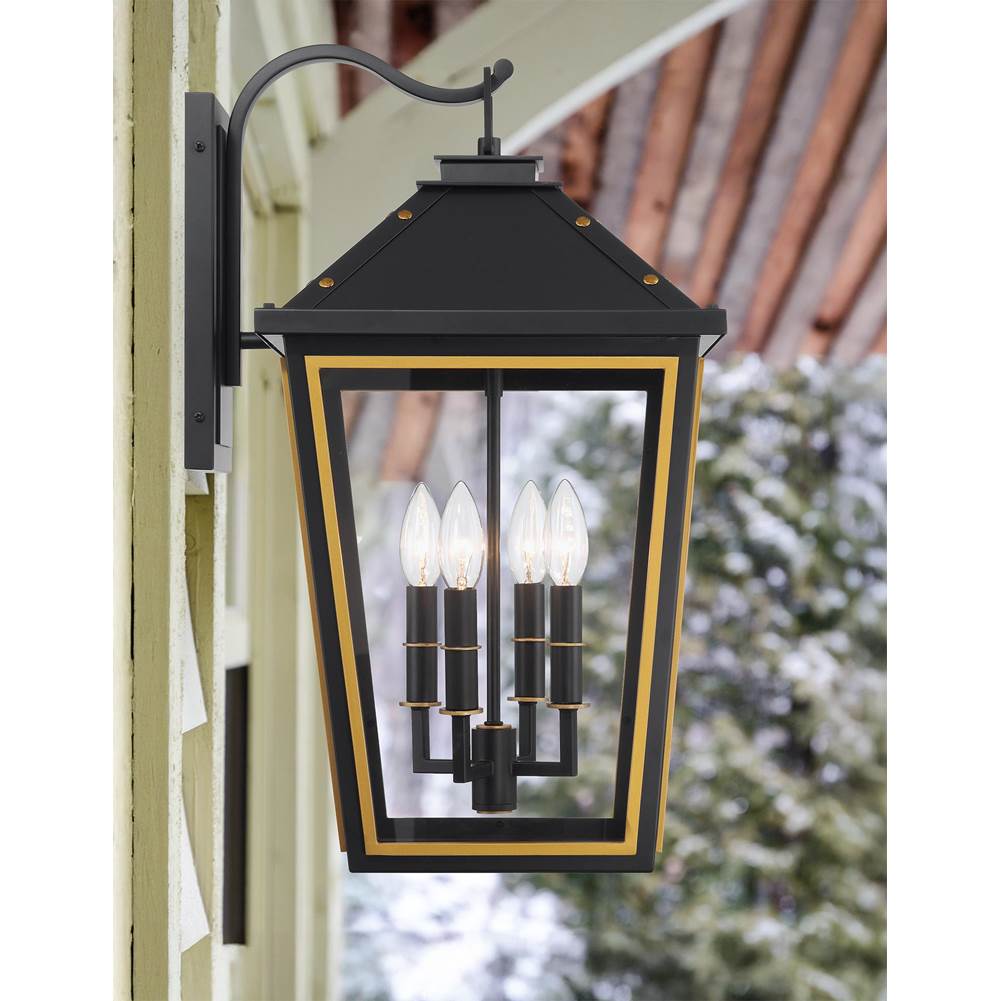 Crystorama HAW-603-MK-TG Matte Black,Textured Gold Hawkins 4 Light Matte Black Plus Textured Gold Outdoor Sconce Image 2