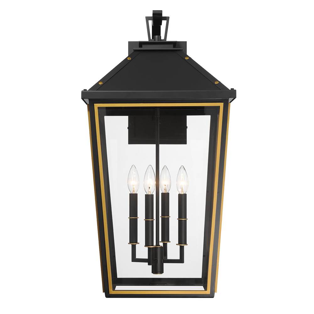 Crystorama HAW-604-MK-TG Matte Black,Textured Gold Hawkins 4 Light Matte Black Plus Textured Gold Outdoor Sconce Image 5